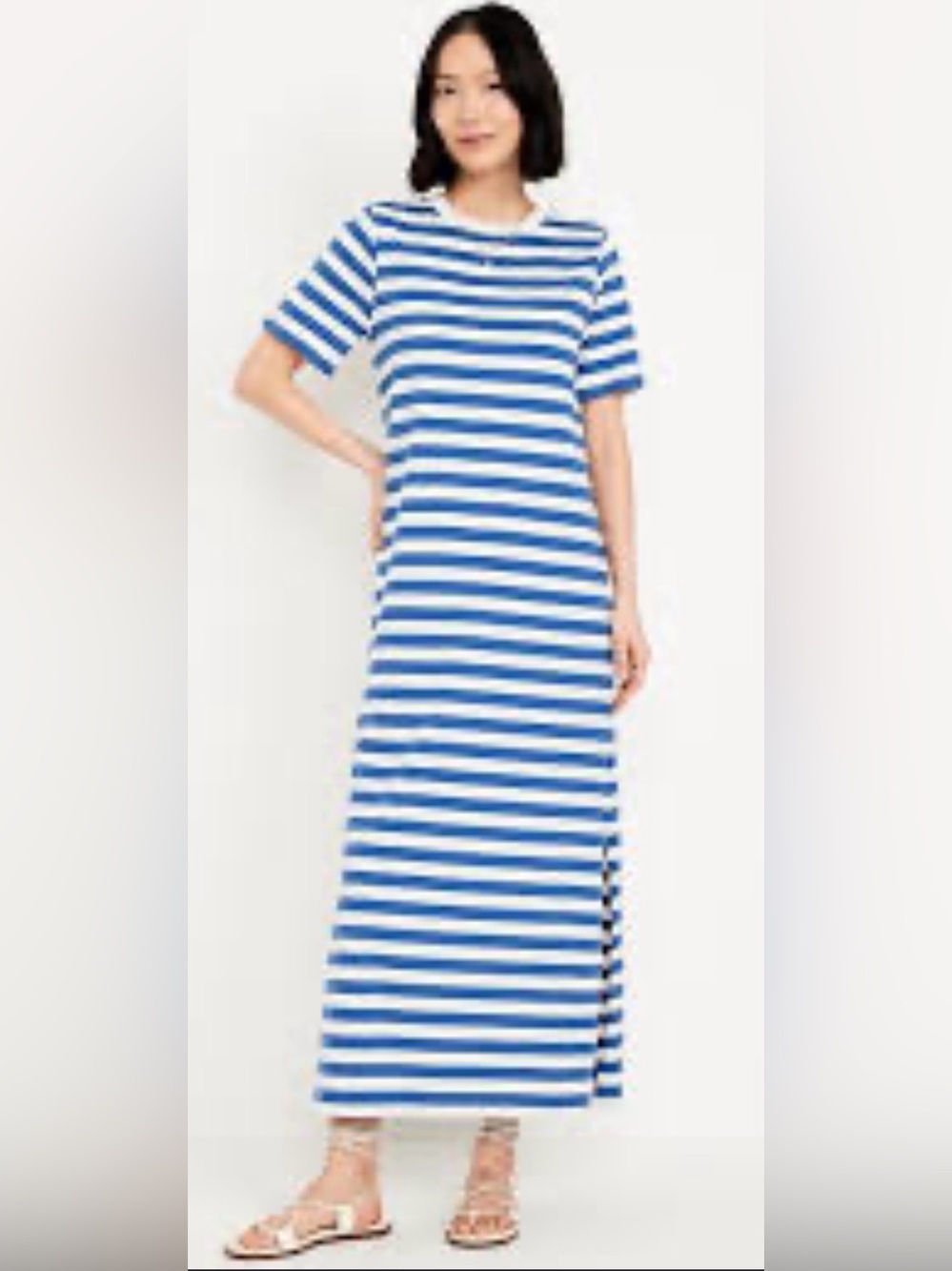 Old Navy Women’s Vintage Crew-Neck Maxi T-Shirt Dress. Blue/White. Size Large